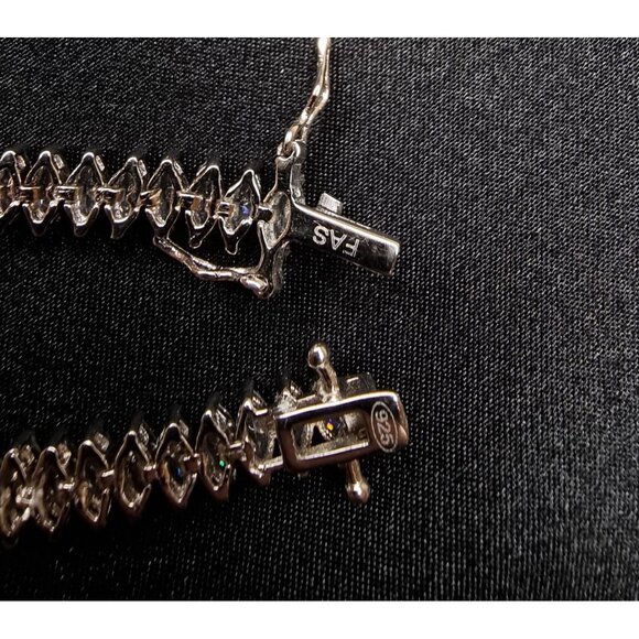 Marquise-Cut Cubic Zirconia Tennis Bracelet 925 Sterling Silver FAS Signed Elega - Picture 5 of 5